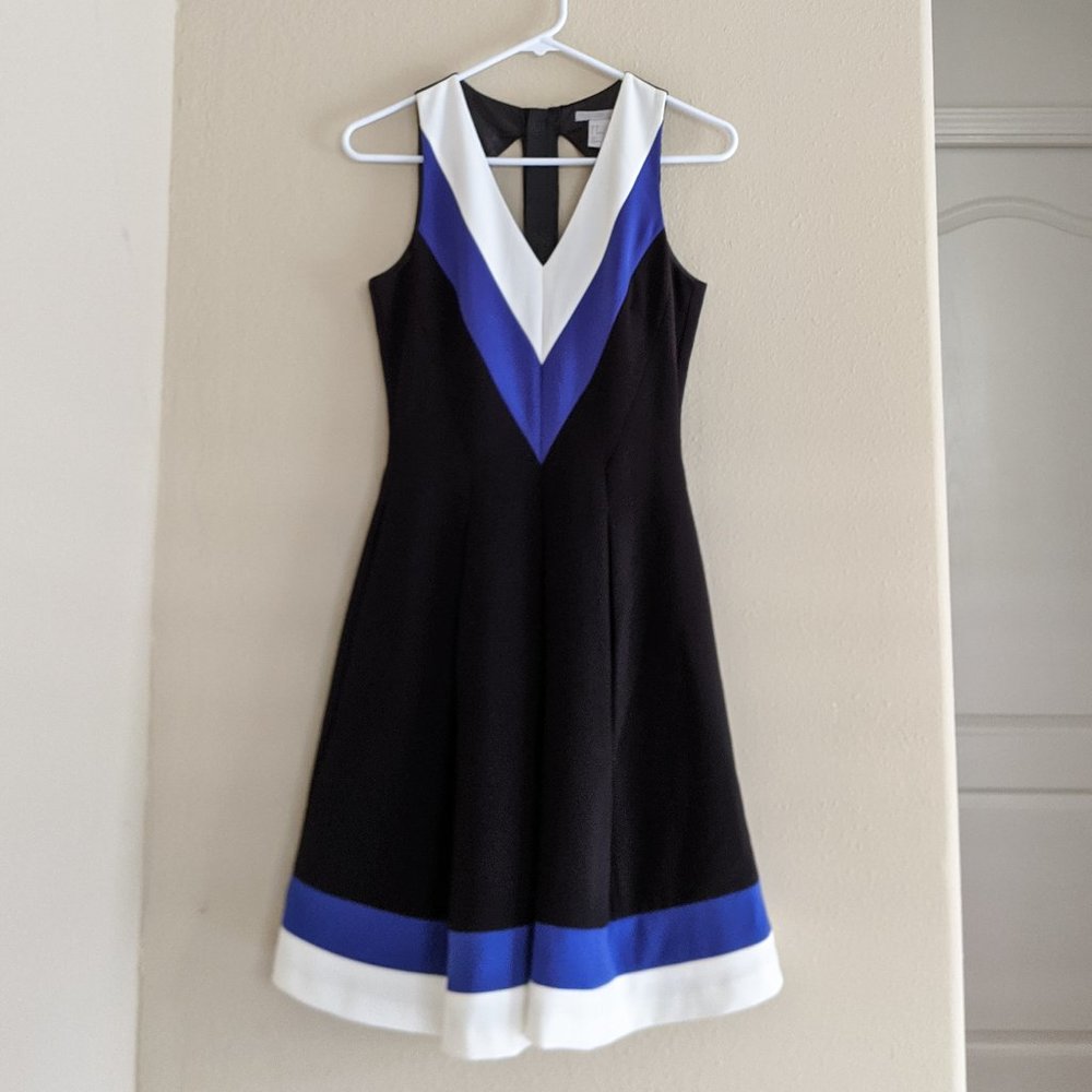 H&M Pocket Dress, Black with Blue+White Stripes